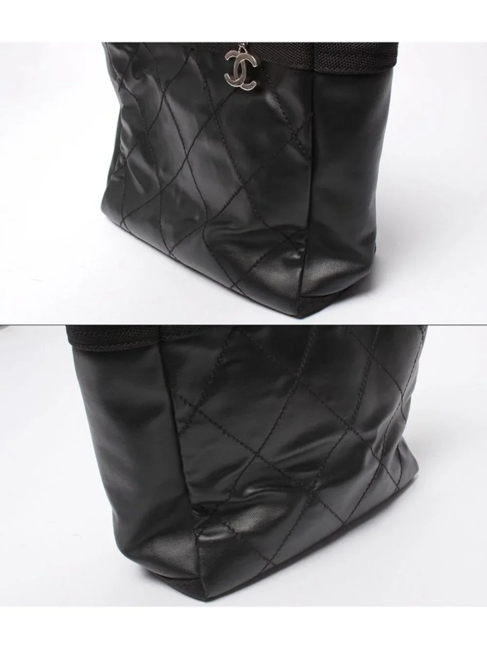 Chanel Tote Shoulder Bag Silver Paris Biarritz